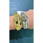 Beaten Glossy Gold 18K Gold Anti Tarnish Cuff Kada Bracelet Women Bulk