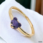 Dark Blue Sapphire Teddy Bear 18K Gold Anti Tarnish Openable Kada Bangle for Women