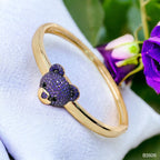 Dark Blue Sapphire Teddy Bear 18K Gold Anti Tarnish Openable Kada Bangle for Women