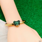 Dark Blue Sapphire Teddy Bear 18K Gold Anti Tarnish Openable Kada Bangle for Women