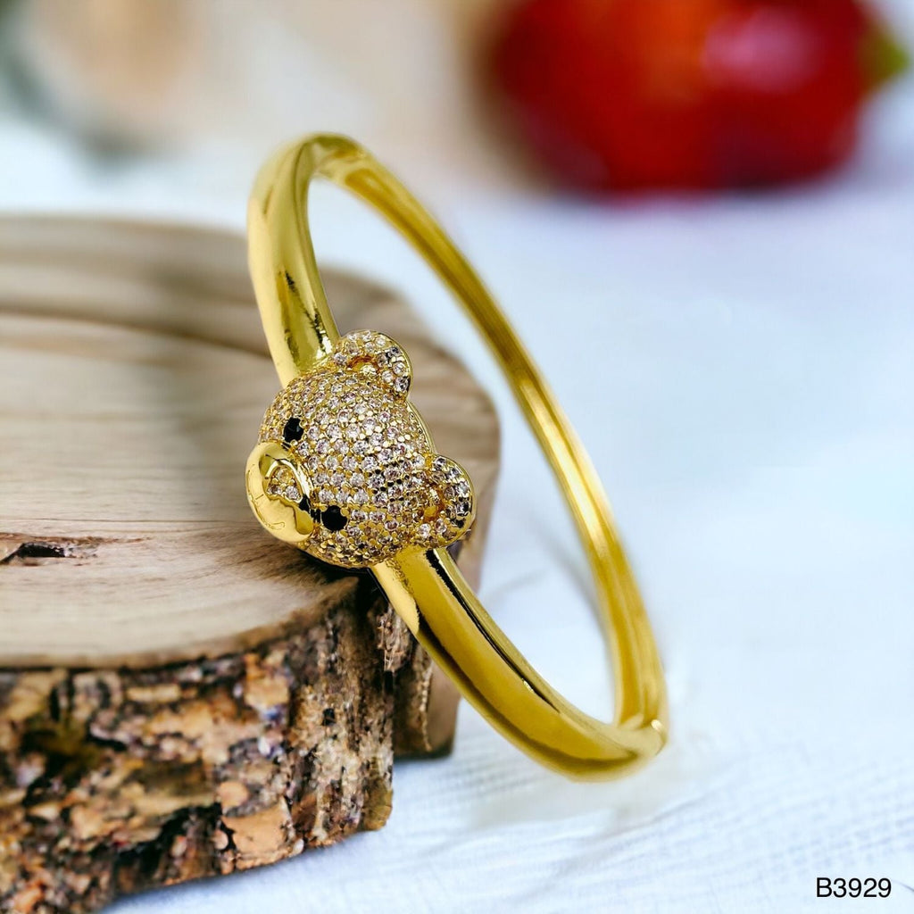 Dark Pink Teddy Bear 18K Gold Anti Tarnish Openable Kada Bangle Bulk