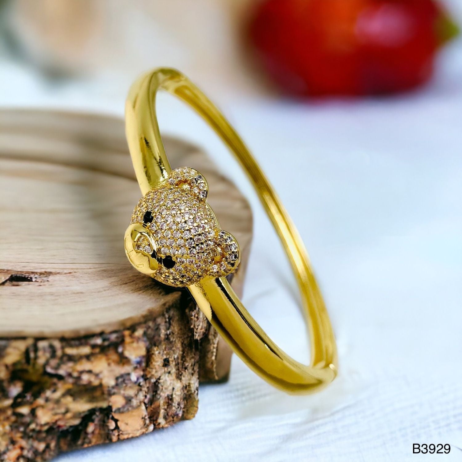 Dark Pink Teddy Bear 18K Gold Anti Tarnish Openable Kada Bangle Bulk
