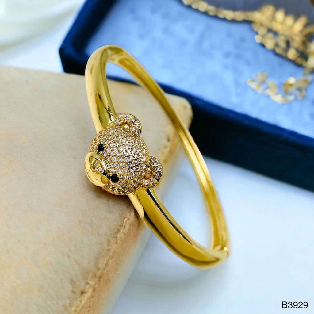 Dark Pink Teddy Bear 18K Gold Anti Tarnish Openable Kada Bangle Bulk