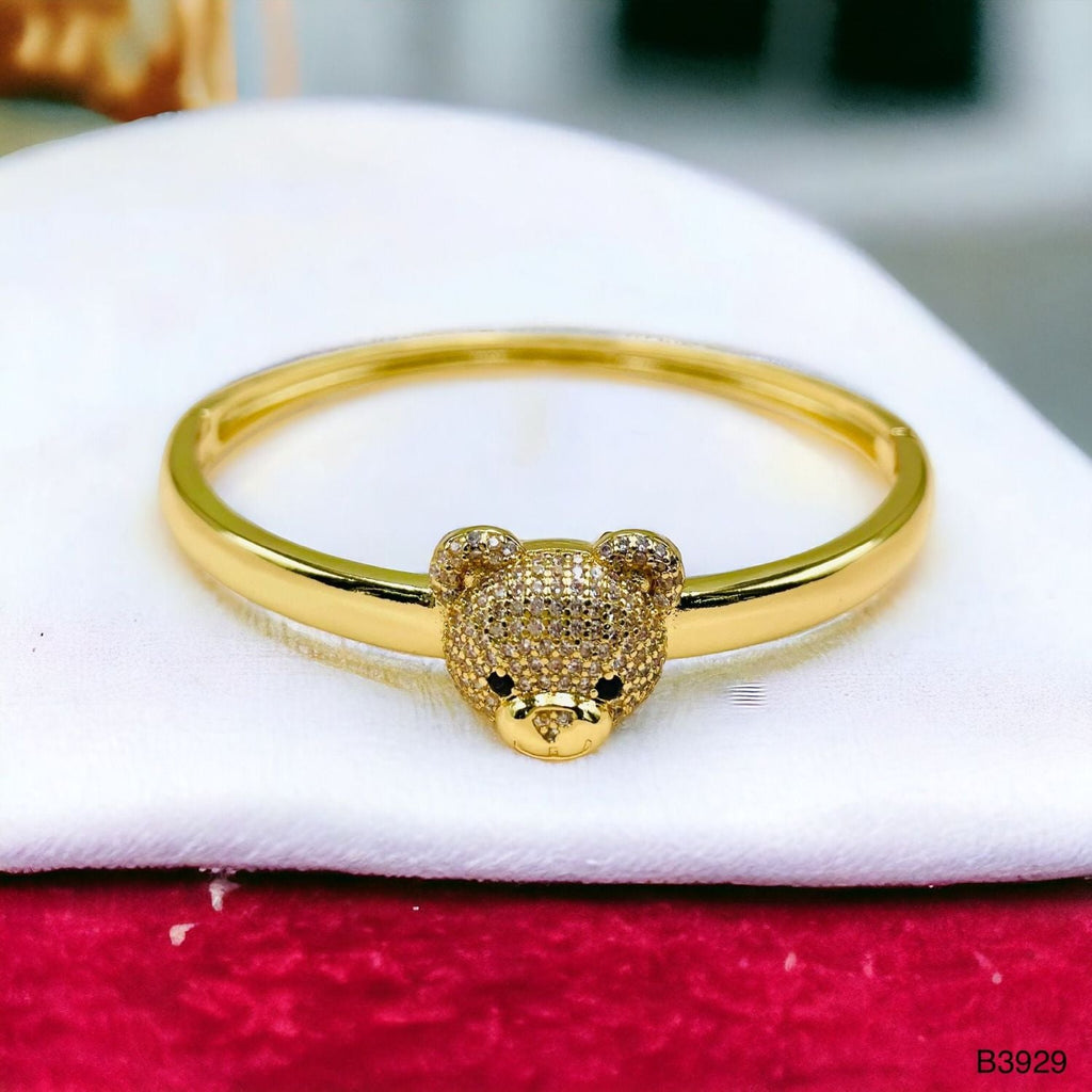 Dark Pink Teddy Bear 18K Gold Anti Tarnish Openable Kada Bangle Bulk