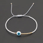 Evil Eye Mother Of Pearl Sky Blue Gold Handmade Beads Bracelet Bulk