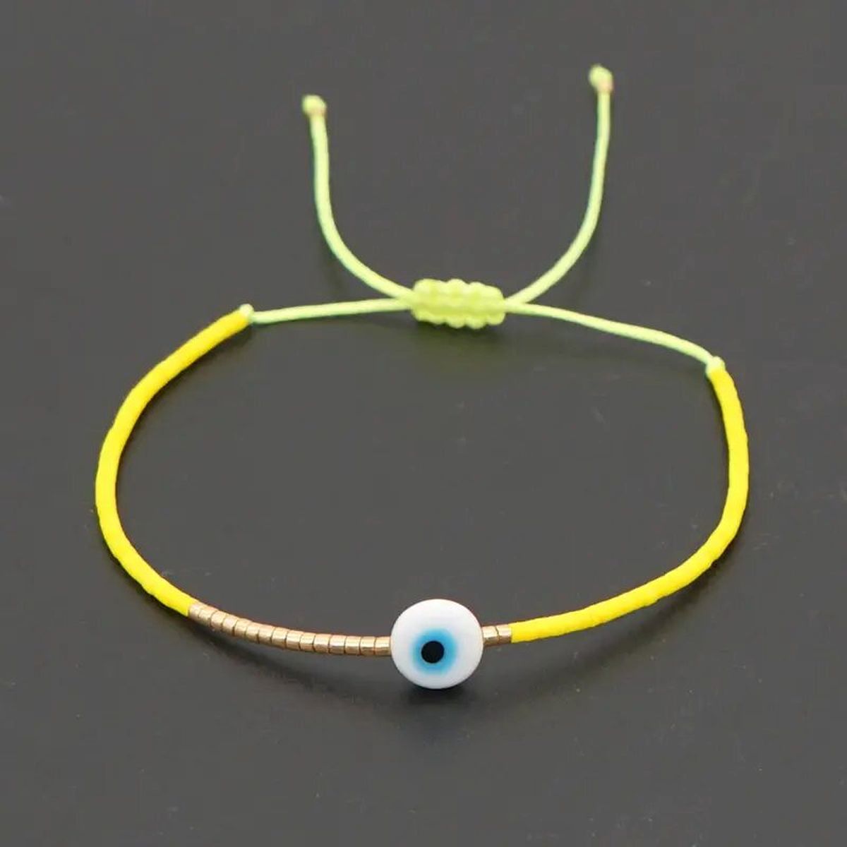 Evil Eye Mother Of Pearl Sky Blue Gold Handmade Beads Bracelet Bulk
