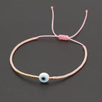 Evil Eye Mother Of Pearl Sky Blue Gold Handmade Beads Bracelet Bulk