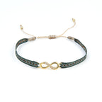 Round CZ Blue Beige Thread 18K Gold Adjustable Bracelet Bulk