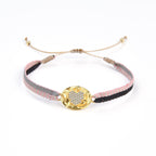 Round CZ Blue Beige Thread 18K Gold Adjustable Bracelet Bulk