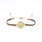 Round CZ Blue Beige Thread 18K Gold Adjustable Bracelet Bulk