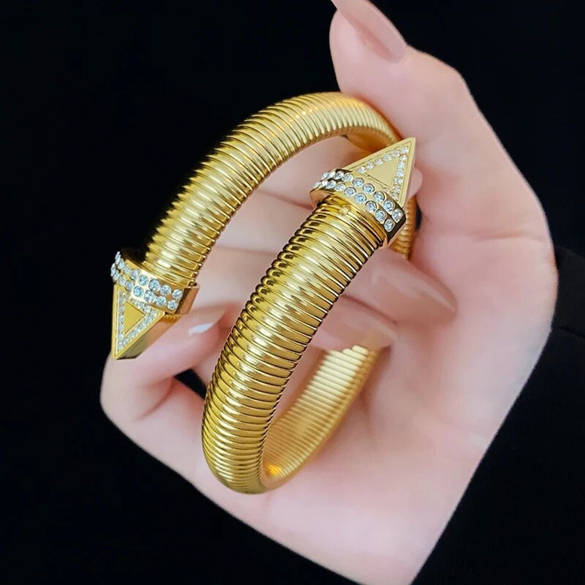 Cobra Snake Anti Tarnish Gold Stainless Steel Cuff Kada Bracelet Bulk