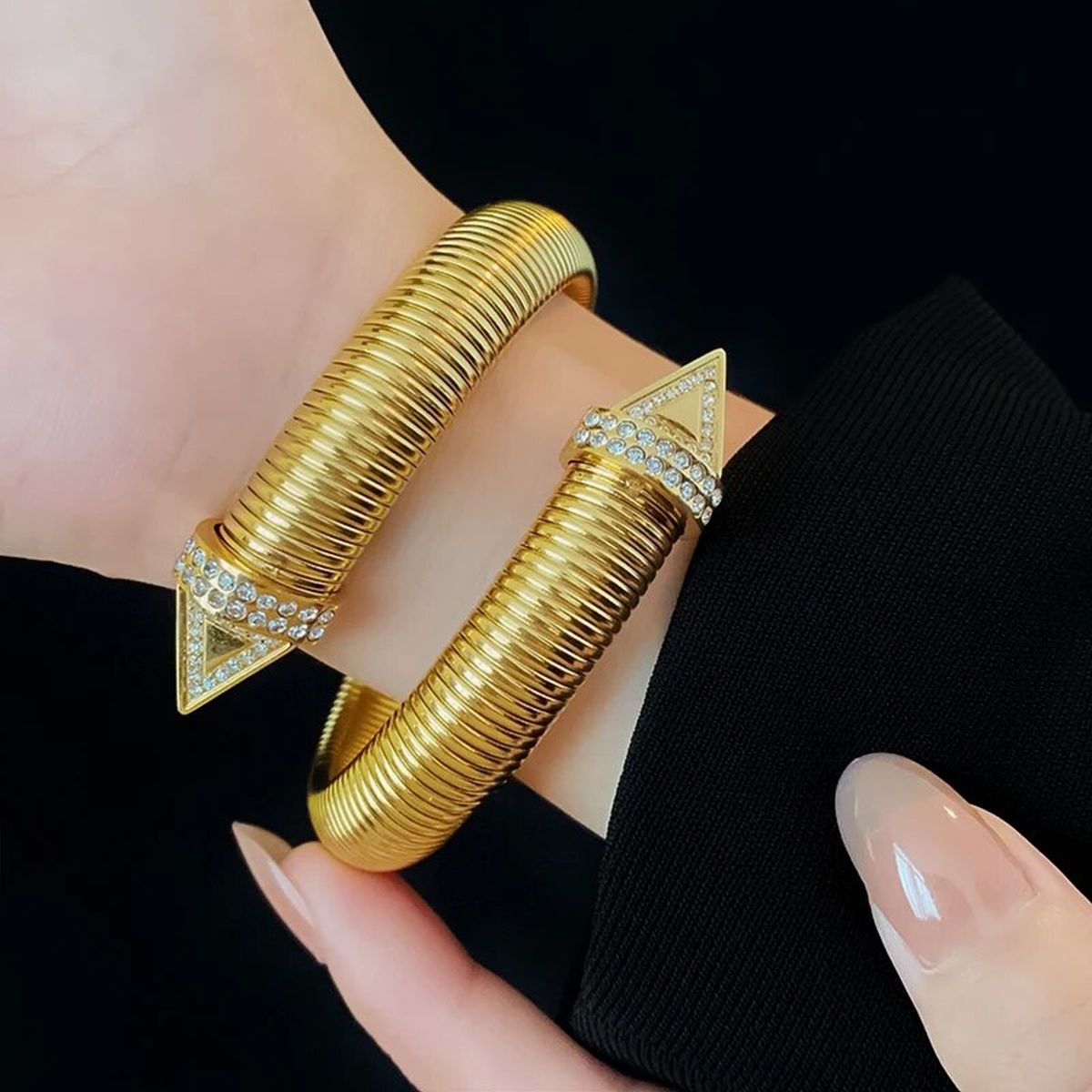 Cobra Snake Anti Tarnish Gold Stainless Steel Cuff Kada Bracelet Bulk