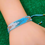 Arrow Blue White Gold Handcrafted Beads Adjustable Bracelet Women Bulk