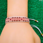 Pink Brown White Handcrafted Beads Adjustable Bracelet For Women Bulk
