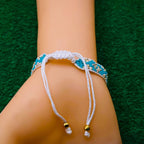 Blue White Gold Sequence Handcrafted Beads Adjustable Bracelet Bulk