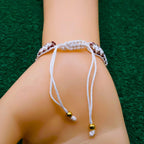 Maroon White Gold Sequence Handcrafted Beads Adjustable Bracelet Bulk