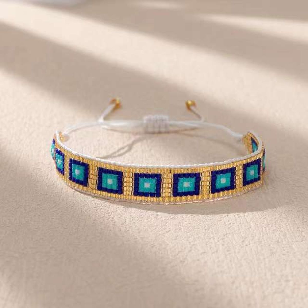 Evil Eye Blue Gold Handcrafted Beads Adjustable Bracelet Women Bulk
