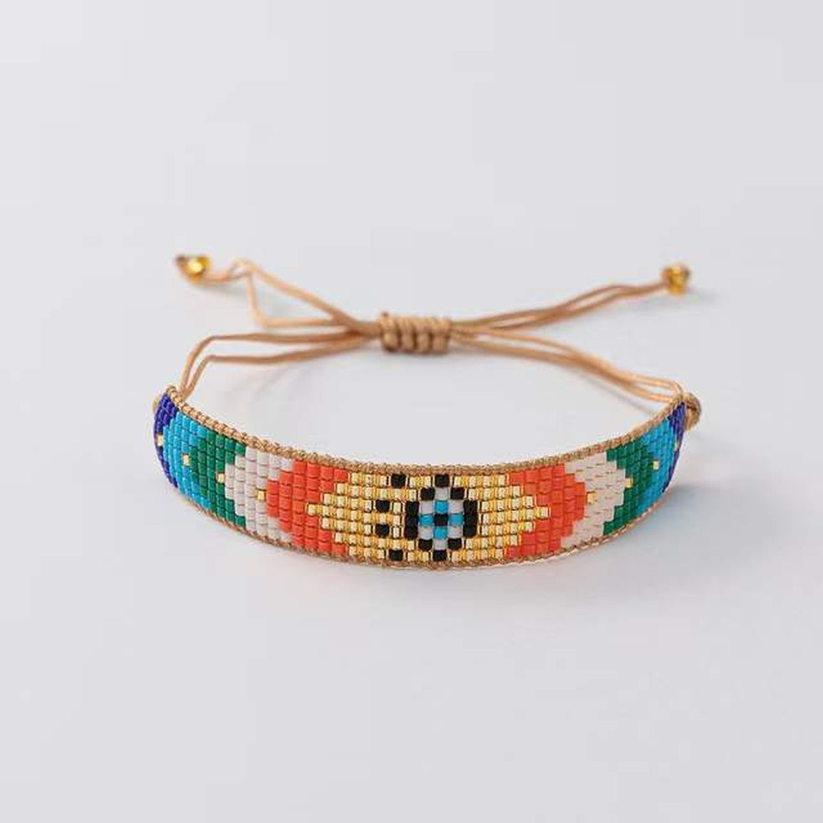 Multi Blue Green Orange Handcrafted Beads Adjustable Bracelet Bulk Main image