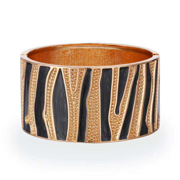 Tiger Stripes Black Gold Anti Tarnish Openable Bracelet Kada Bulk Secondary image