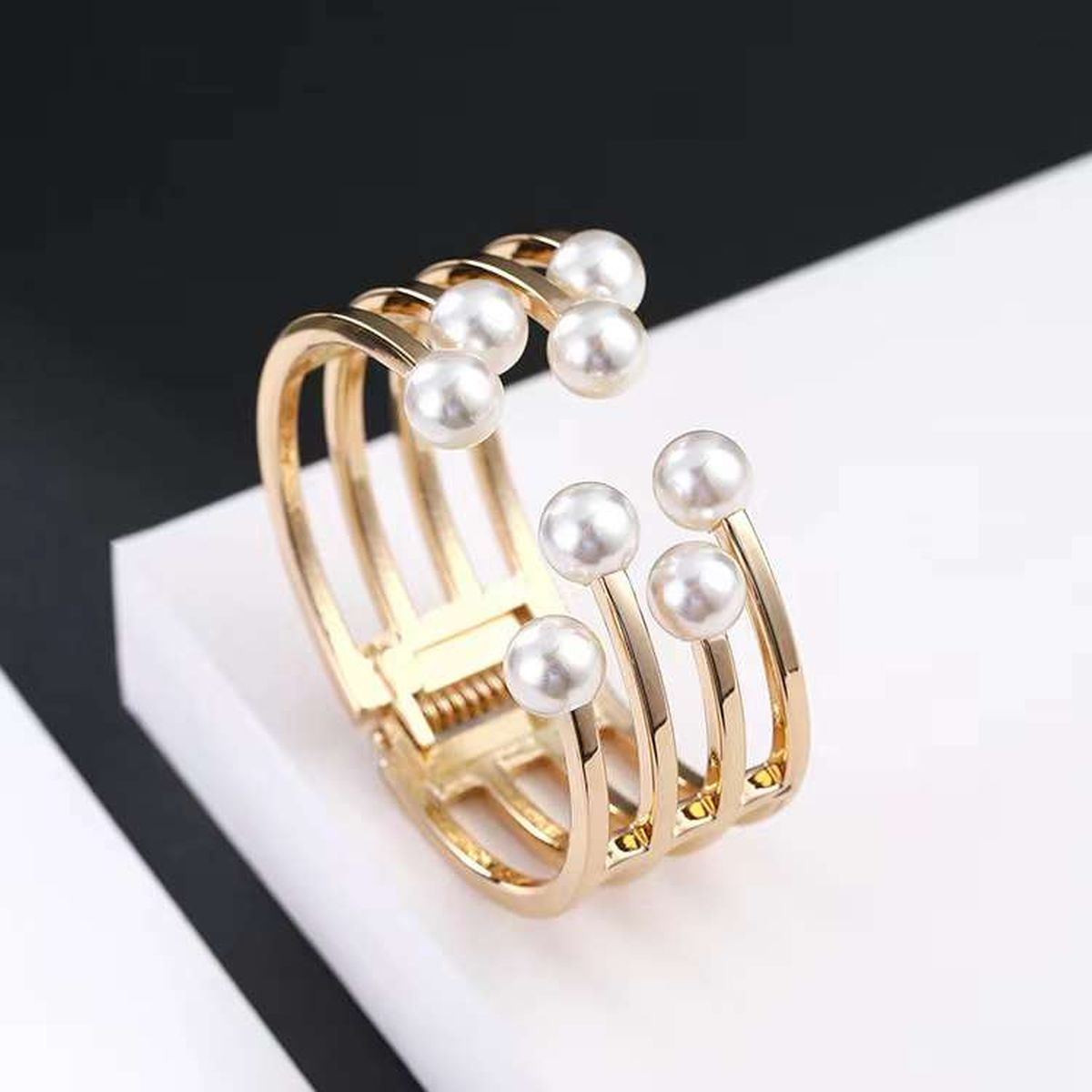 Pearl White 18K Gold Anti Tarnish Bracelet Cuff Kada For Women Bulk