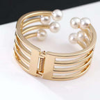 Pearl White 18K Gold Anti Tarnish Bracelet Cuff Kada For Women Bulk