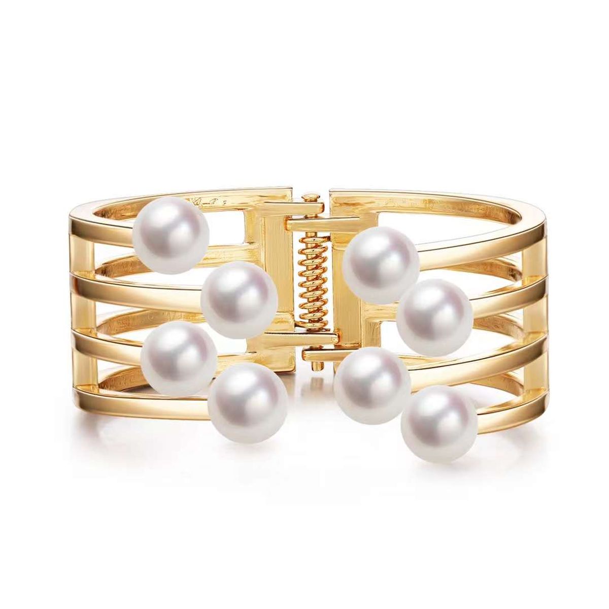 Pearl White 18K Gold Anti Tarnish Bracelet Cuff Kada For Women Bulk
