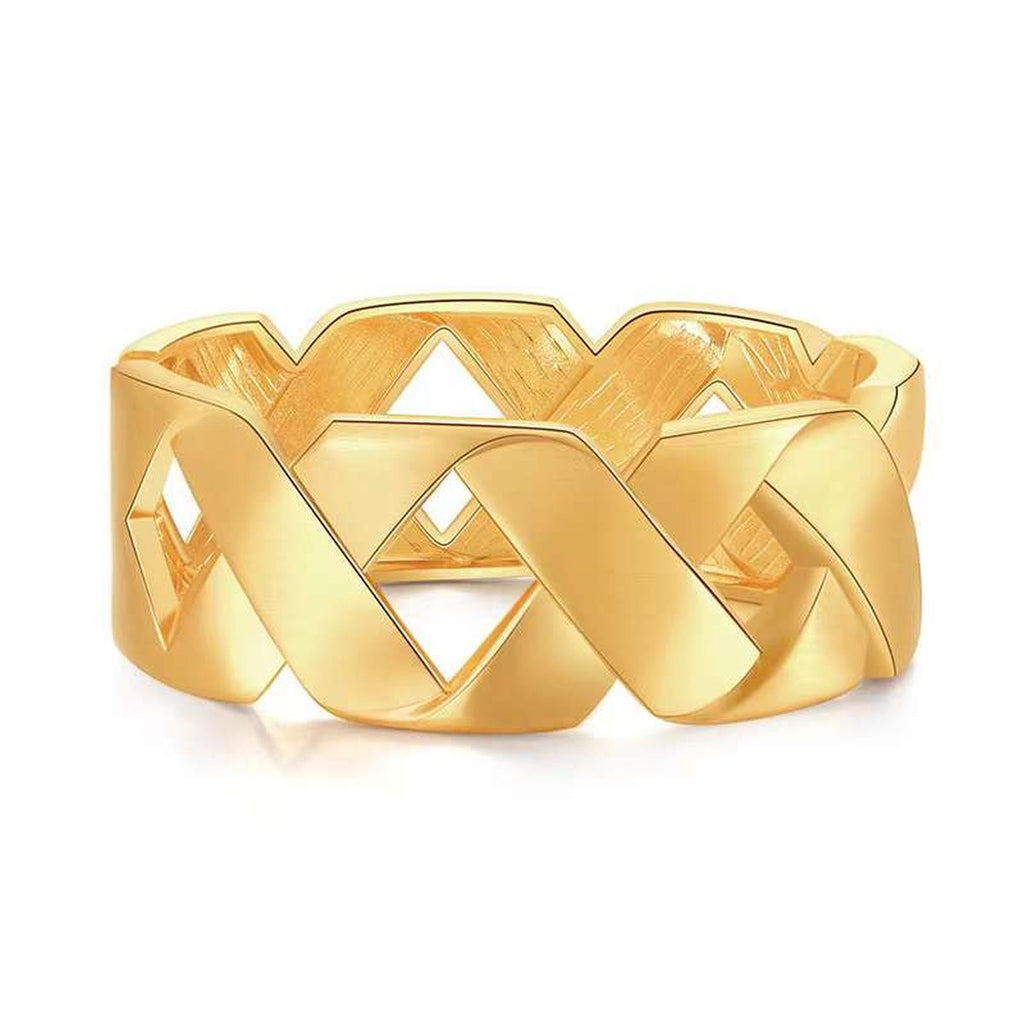 Criss Cross Curb Glossy 18K Gold Anti Tarnish Bracelet Kada Women Bulk