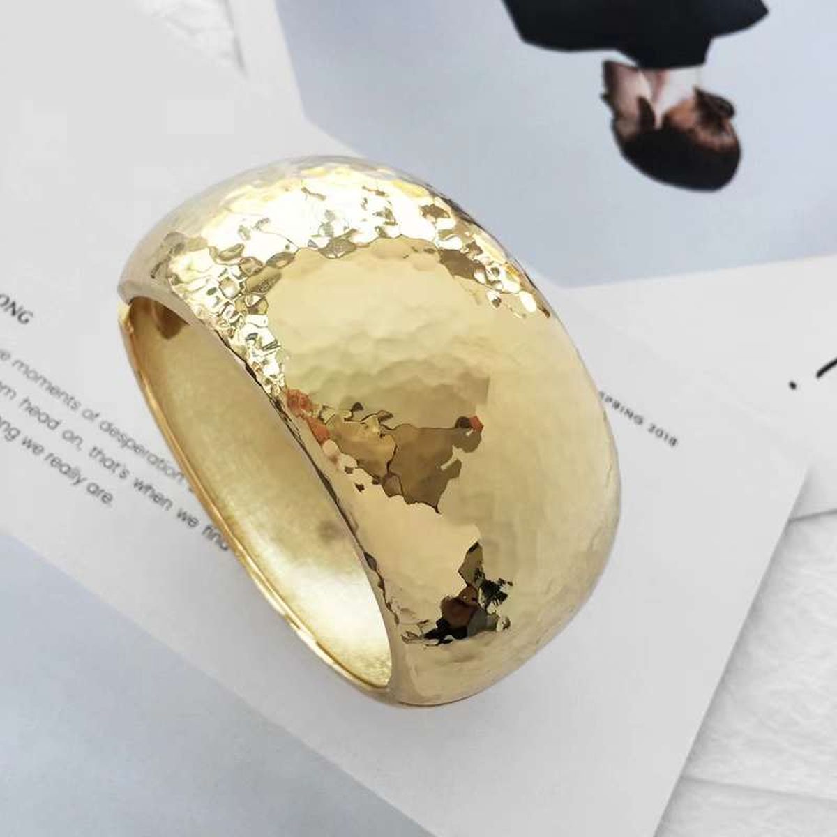 Honey Comb Beaten 18K Gold Anti Tarnish Bracelet Kada For Women Bulk