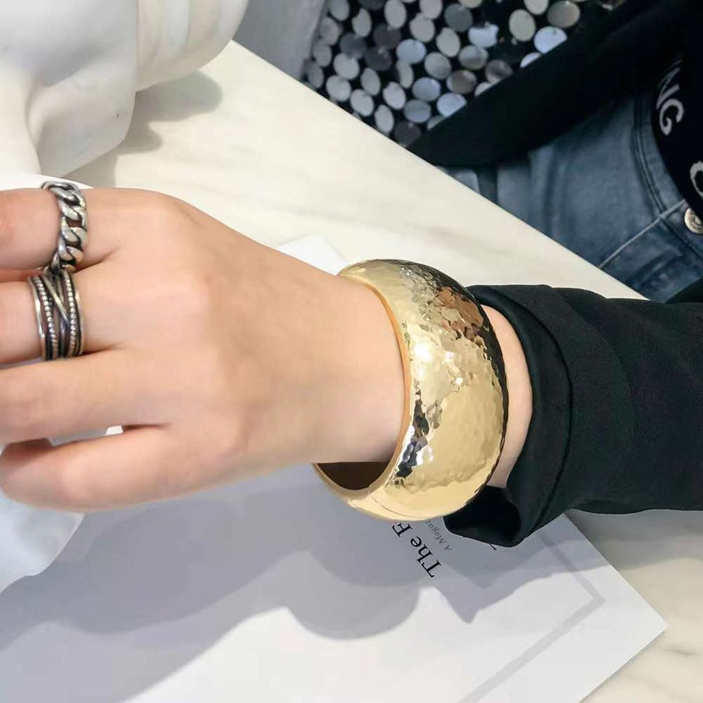 Honey Comb Beaten 18K Gold Anti Tarnish Bracelet Kada For Women Bulk