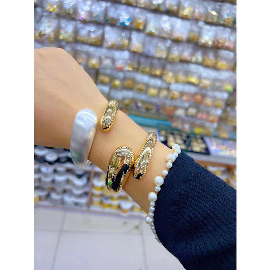 Twin Layer White 18K Gold Anti Tarnish Bracelet Kada For Women Bulk