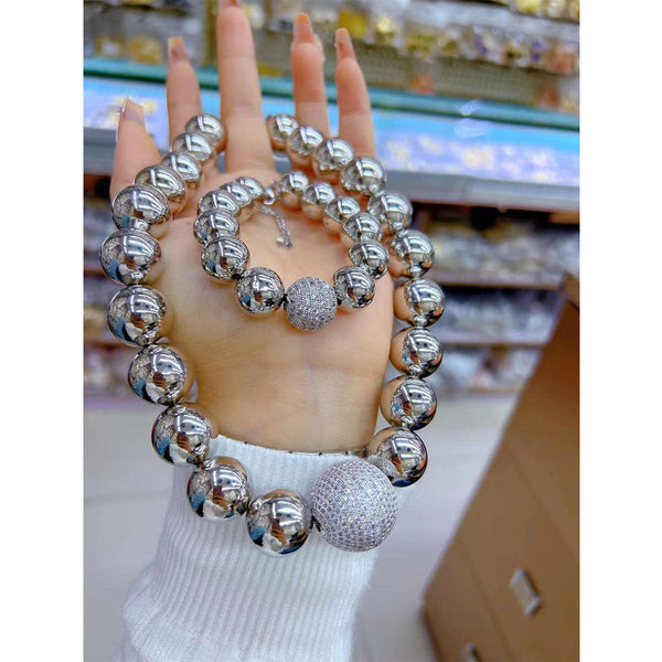 Glossy Beads Ball Cubic Zirconia Anti Tarnish Bracelet For Women Bulk Secondary image