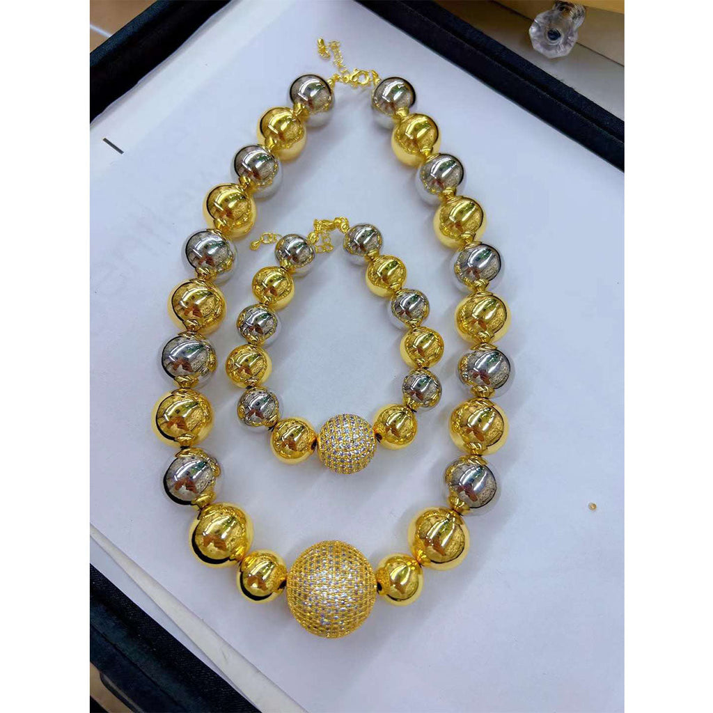 Glossy Beads Ball Cubic Zirconia Anti Tarnish Bracelet For Women Bulk