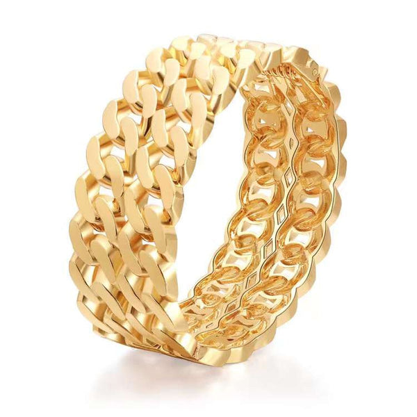 Dual Curb Chain 18K Gold Anti Tarnish Bracelet Kada For Women Bulk Secondary image