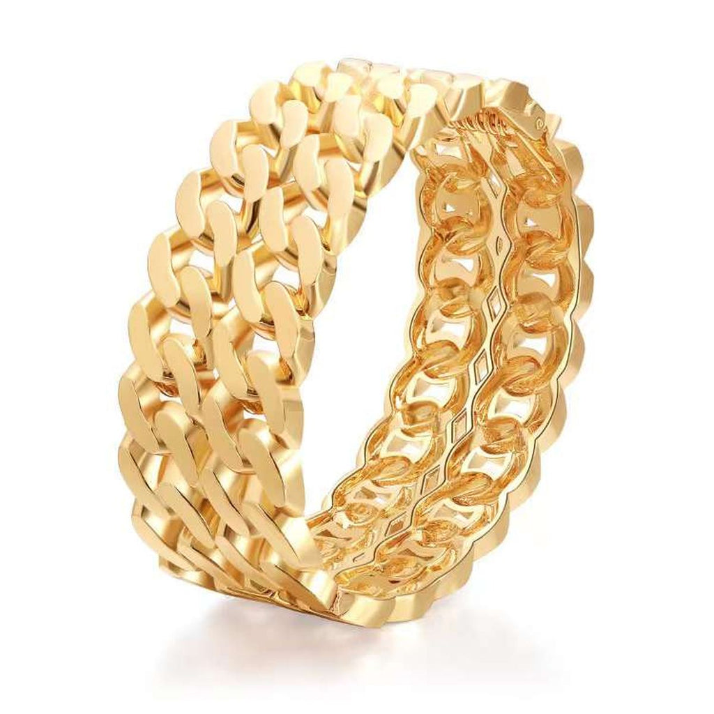 Dual Curb Chain 18K Gold Anti Tarnish Bracelet Kada For Women Bulk