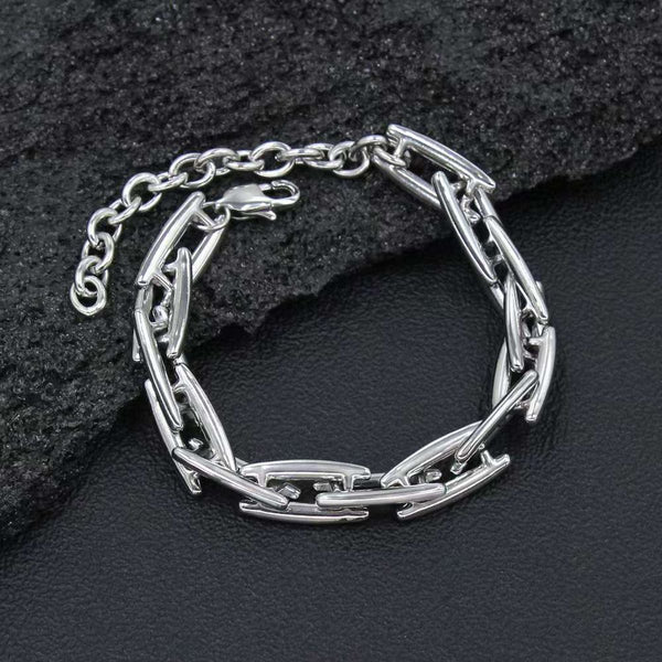 Geometric Silver Stainless Steel Anti Tarnish Chain Bracelet Bulk Main image