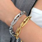 Geometric Silver Stainless Steel Anti Tarnish Chain Bracelet Bulk