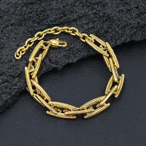 Geometric Silver Stainless Steel Anti Tarnish Chain Bracelet Bulk Secondary image