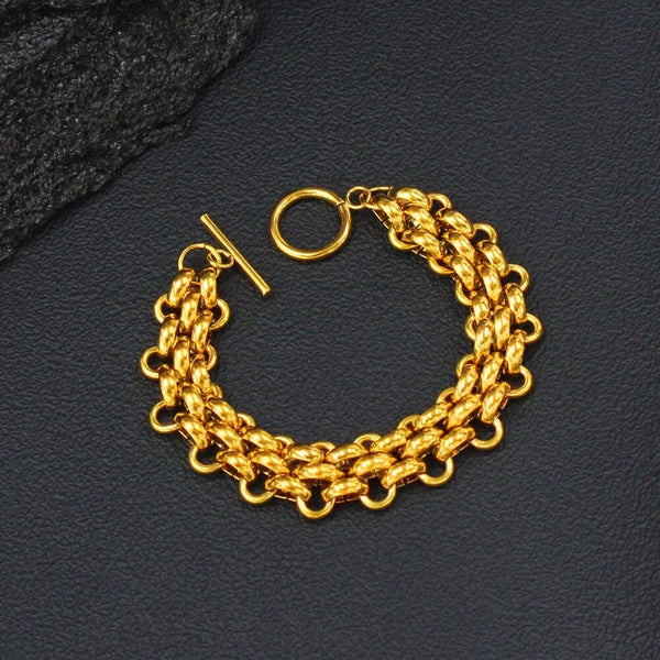 Trippal layer 18K Gold Stainless Steel Anti Tarnish Toggle Clasp Chain Bracelet For Women Main image