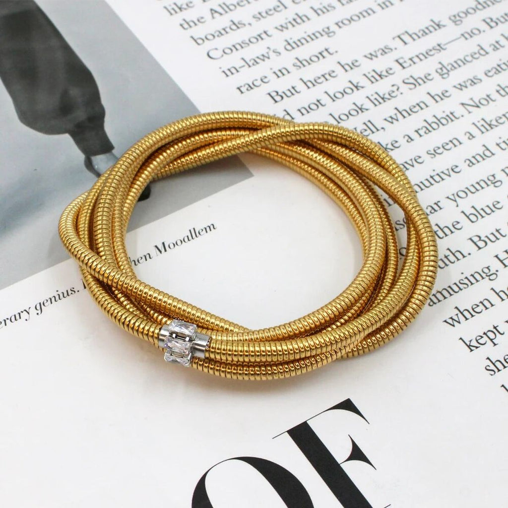 Layered Snake White 18K Gold Stainless Steel Anti Tarnish Layer Bracelet For Women