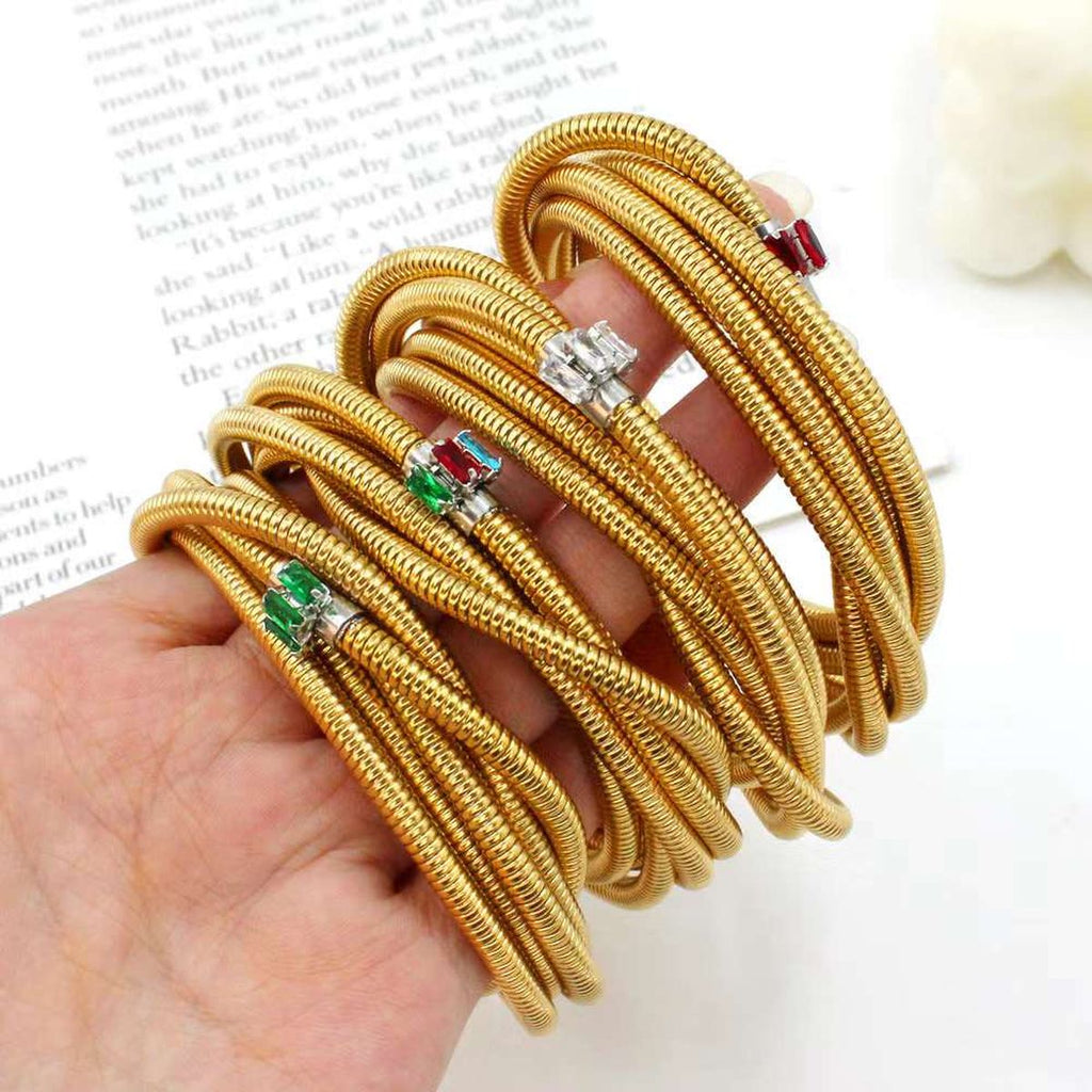 Layered Snake White 18K Gold Stainless Steel Anti Tarnish Layer Bracelet For Women