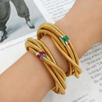 Layered Snake White 18K Gold Stainless Steel Anti Tarnish Layer Bracelet For Women