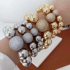 Glossy Ball Beads 18K Gold Anti Tarnish Cubic Zirconia Bracelet Bulk