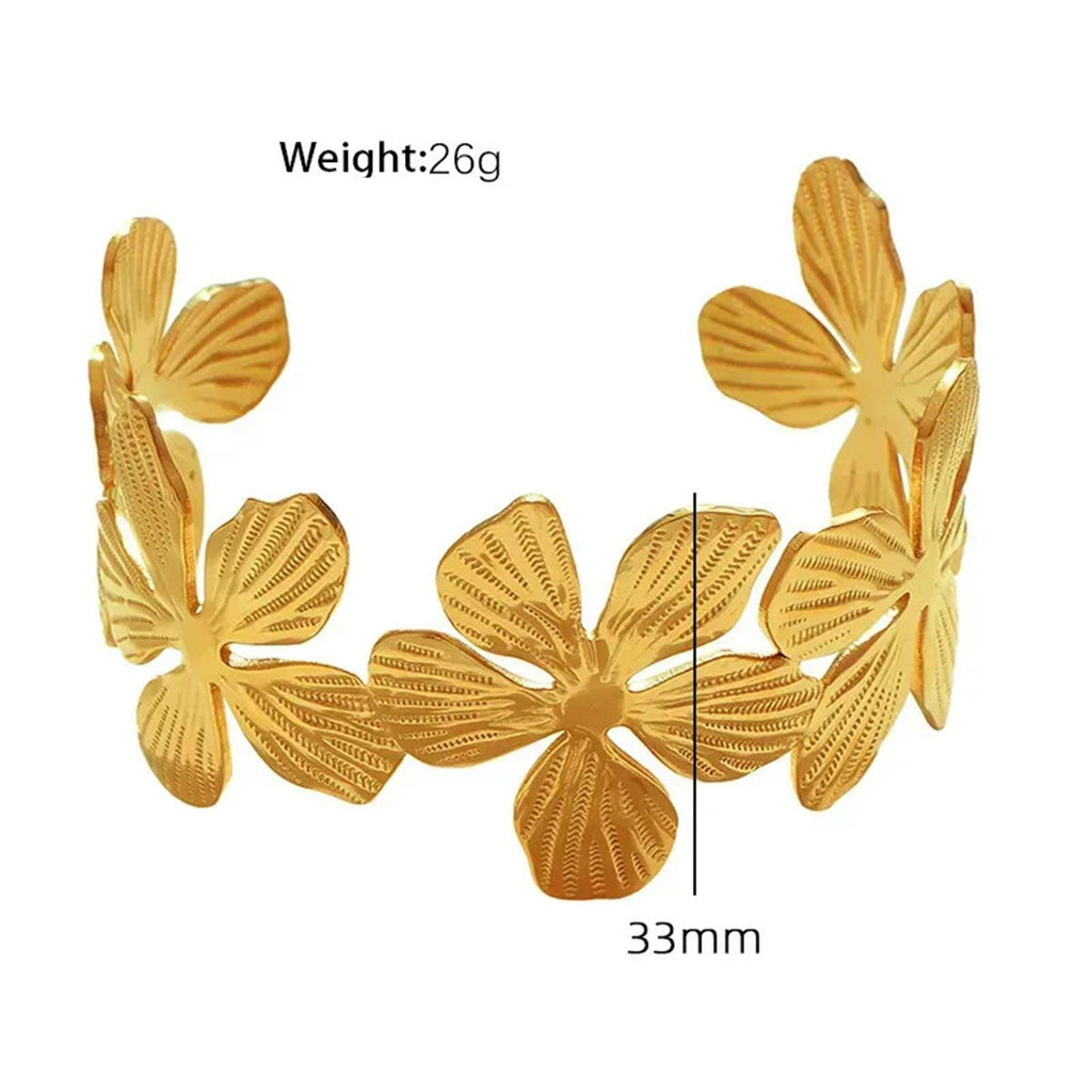Flower 18K Gold Anti Tarnish Bracelet Cuff Kada For Women Bulk