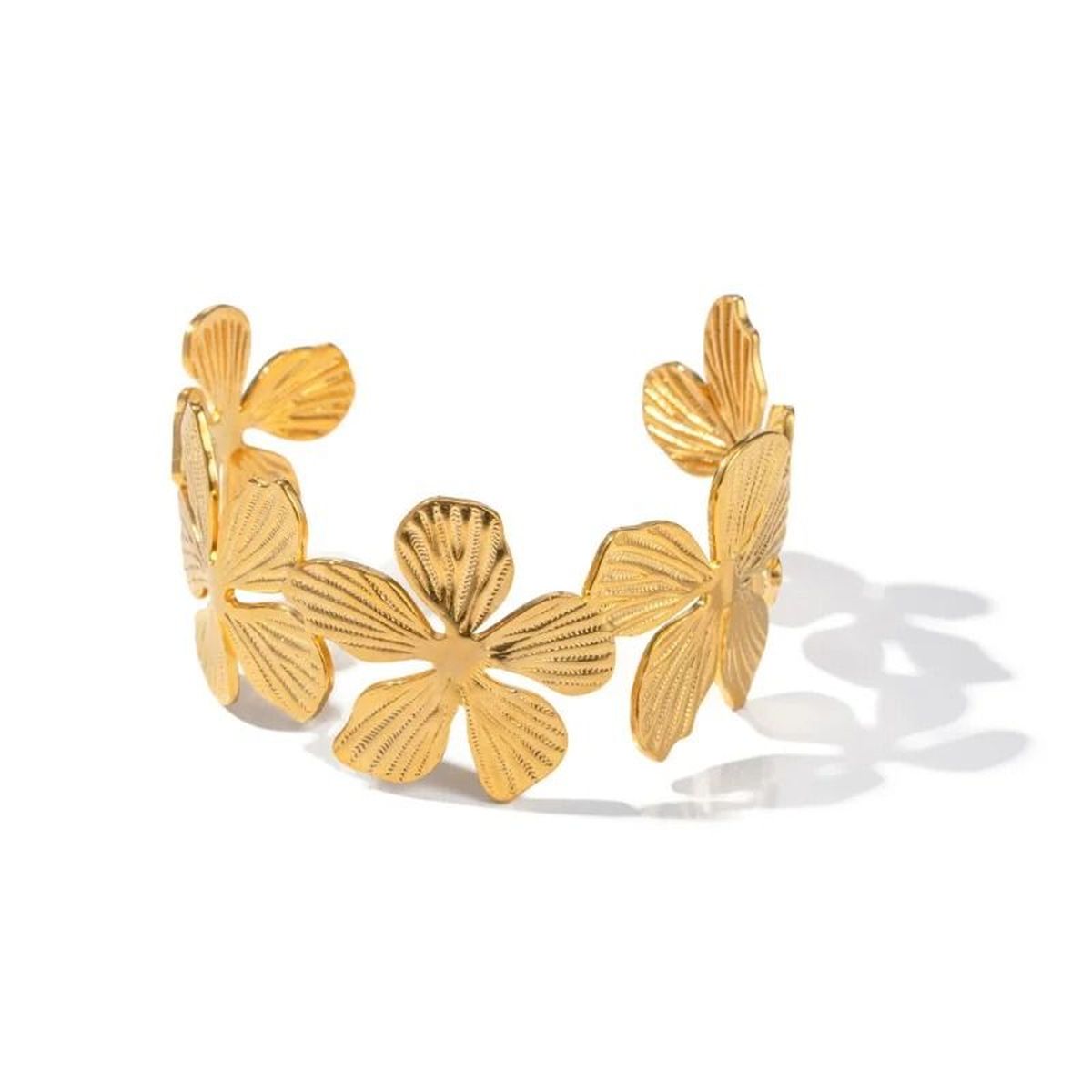Flower 18K Gold Anti Tarnish Bracelet Cuff Kada For Women Bulk