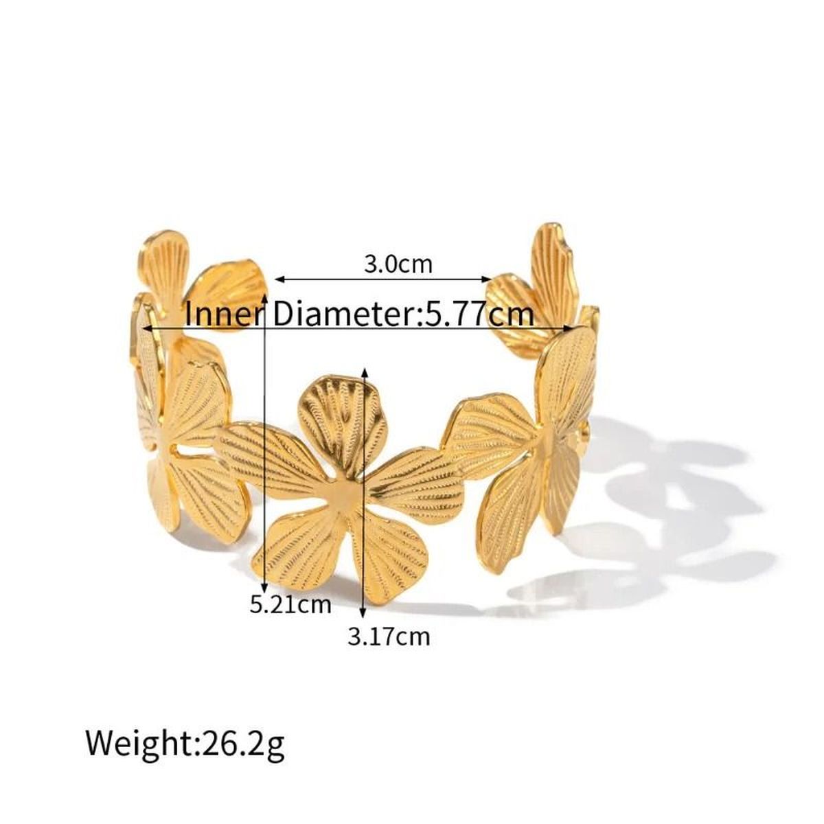Flower 18K Gold Anti Tarnish Bracelet Cuff Kada For Women Bulk