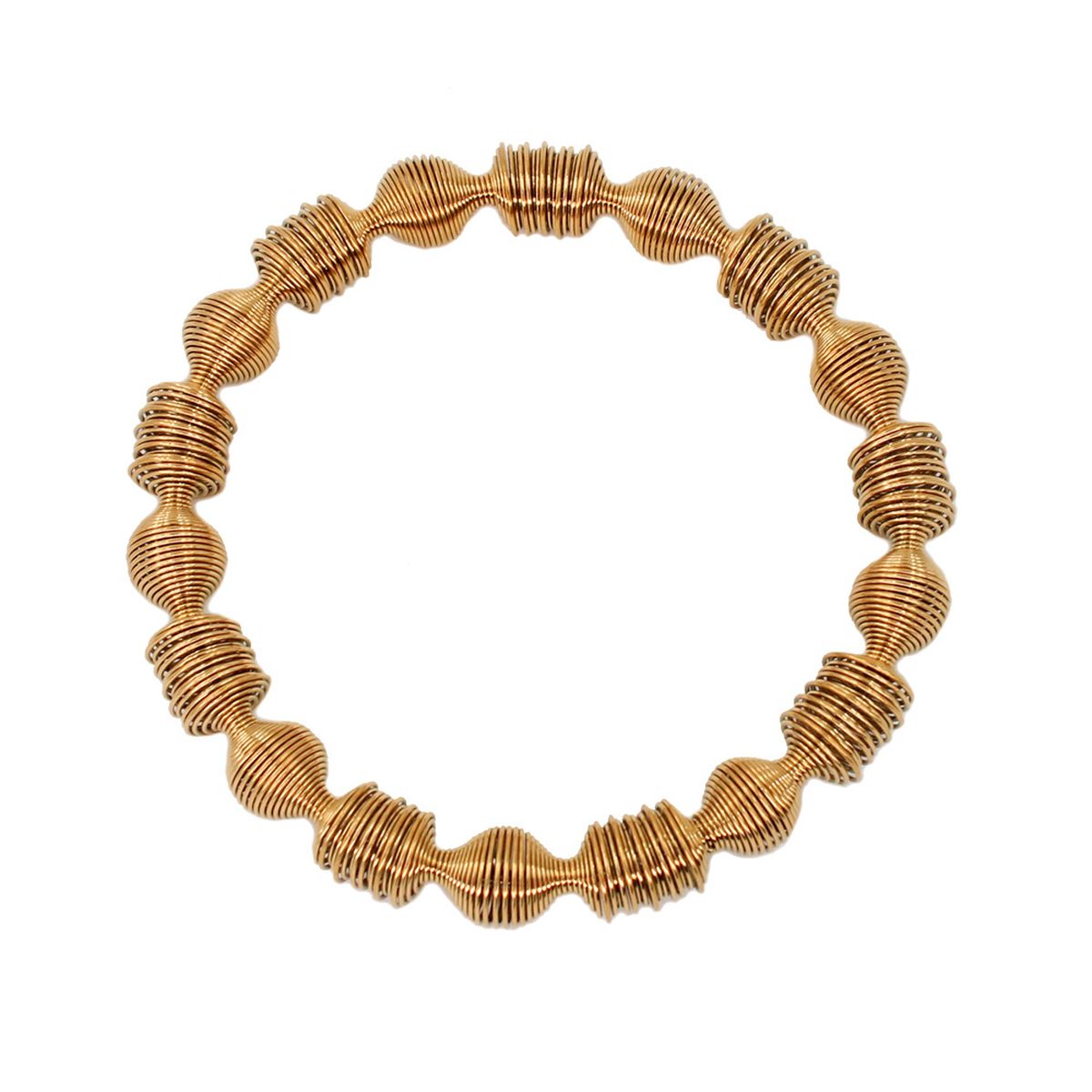 Wire Wave Beads 18K Gold Anti Tarnish Stainless Steel Bracelet Bulk