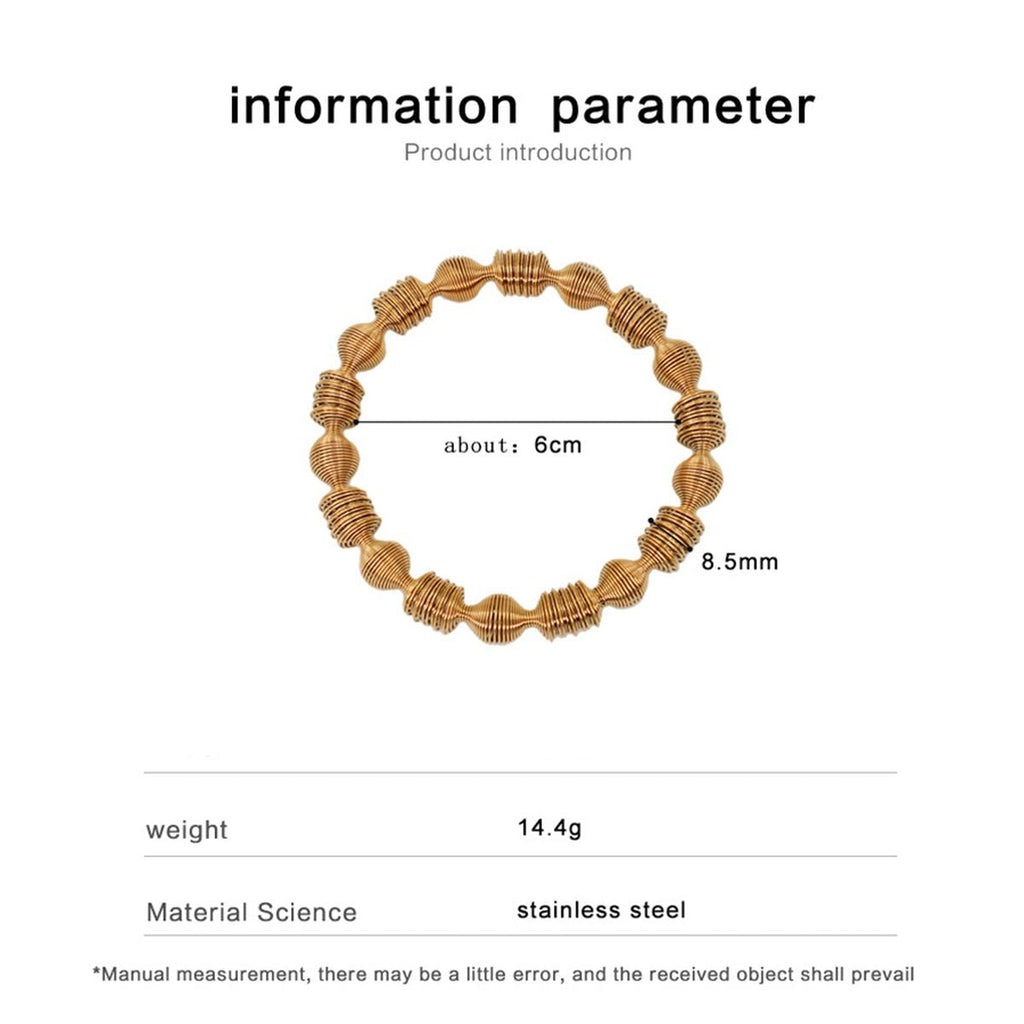 Wire Wave Beads 18K Gold Anti Tarnish Stainless Steel Bracelet Bulk