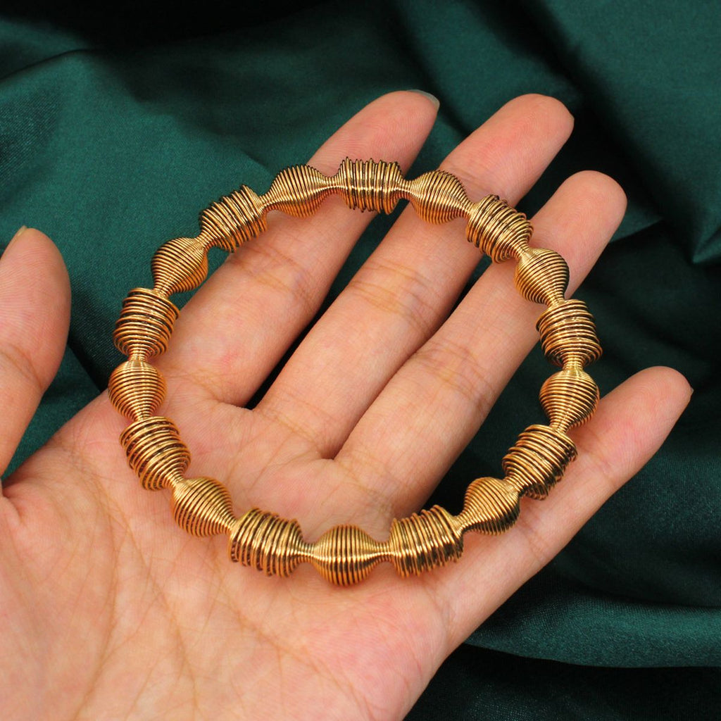Wire Wave Beads 18K Gold Anti Tarnish Stainless Steel Bracelet Bulk
