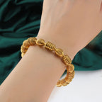 Wire Wave Beads 18K Gold Anti Tarnish Stainless Steel Bracelet Bulk