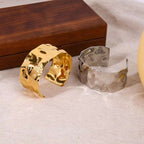 Beaten Glossy 18K Gold Anti Tarnish Cuff Kada For Women Bulk